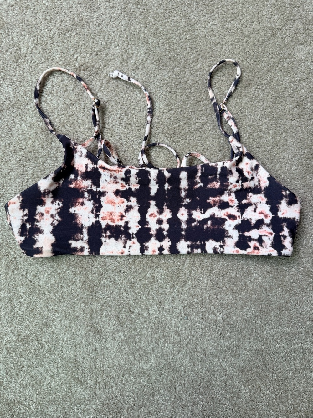 Skatie Tie-Dye Style Strappy Bralette in Black, White & Rust
